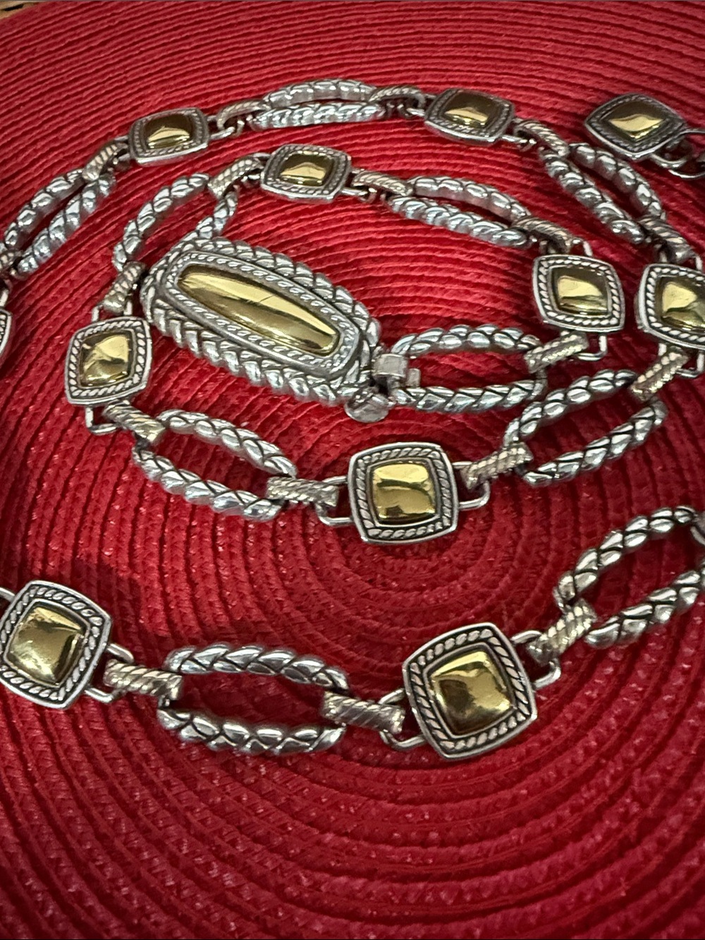 Vintage Silver/Gold Tone Link Chain Belt Southwestern Boho 34 Women's